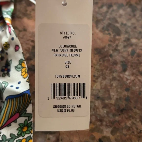 Tory Burch Floral Silk Scarf Keychain - Gold and Multicolor - Picture 3 of 3